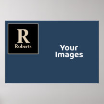 Blauw/vanille Initiaal/naam fotoscherm