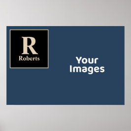 Blauw/vanille Initiaal/naam fotoscherm Poster