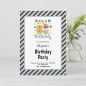 Blauw-/vanilleslepes met het achtste verjaardag kaart (Staand voorkant)
