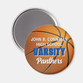 Blauw Varsity Basketbal Aangepaste Hoge School Magneet (Voorkant / Achterkant)