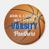 Blauw Varsity Basketbal Aangepaste Hoge School Magneet (Voorkant)