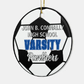 Blauw Varsity Voetbal Aangepaste Hoge School Kerst Keramisch Ornament (Links)