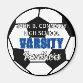 Blauw Varsity Voetbal Aangepaste Hoge School Magneet (Voorkant)