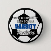 Blauw Varsity Voetbal Aangepaste Hoge School Spiri Ronde Button 5,7 Cm (Voorkant)