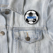 Blauw Varsity Voetbal Aangepaste Hoge School Spiri Ronde Button 5,7 Cm (In situ)