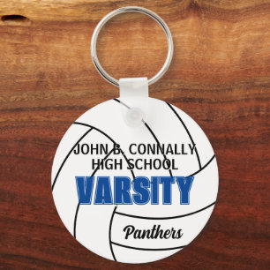 Blauw Varsity Volleybal Aangepast Hoger Onderwijs Sleutelhanger
