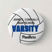 Blauw Varsity Volleybal Aangepaste Hoge School Spi Ronde Button 5,7 Cm (Voorkant)