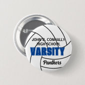 Blauw Varsity Volleybal Aangepaste Hoge School Spi Ronde Button 5,7 Cm (Voorkant /achterkant)