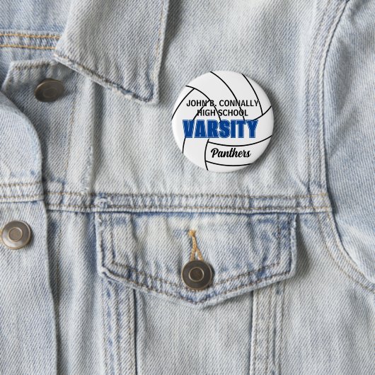 Blauw Varsity Volleybal Aangepaste Hoge School Spi Ronde Button 5,7 Cm (In situ)