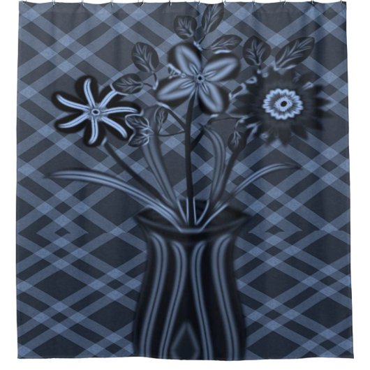 blauw vasgordijn douchegordijn (Voorkant)