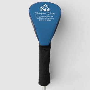 Blauw vastgoedbedrijf aangepaste makelaar golfheadcover