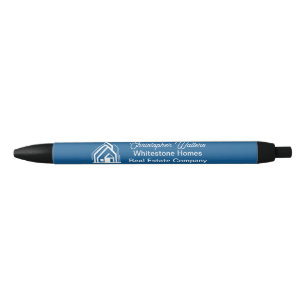 Blauw vastgoedbedrijf Gepersonaliseerde makelaar Zwarte Inkt Pen