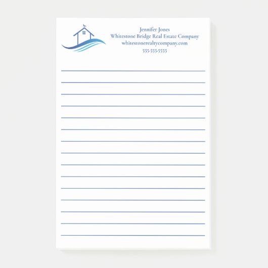 Blauw Vastgoedbedrijf Huis Aangepaste Regels Post-it® Notes (Voorkant)