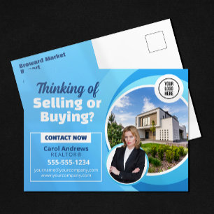 Blauw vastgoedmarktrapport Realtor & makelaar Briefkaart