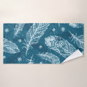 Blauw vederpatroon badhanddoek (Badhanddoek)