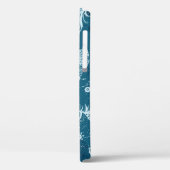 Blauw vederpatroon Case-Mate iPhone case (Achterkant / Links)