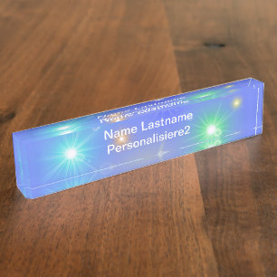 blauw, veel kleurrijke kleine zon, lampbord naambordje