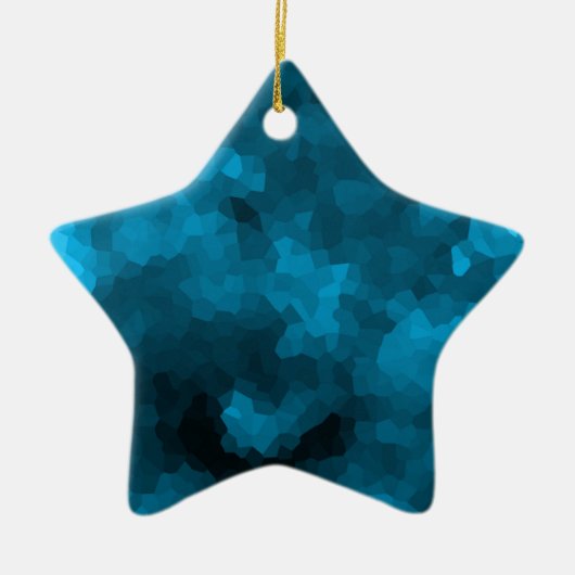 Blauw veelhoekig keramisch ornament (Voorkant)