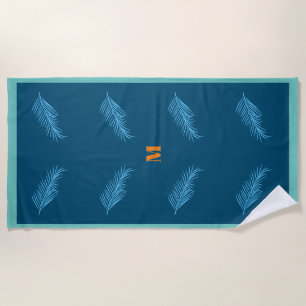 Blauw Veer Patroon Monogram Op Maat Gemaakte Zomer Strandlaken