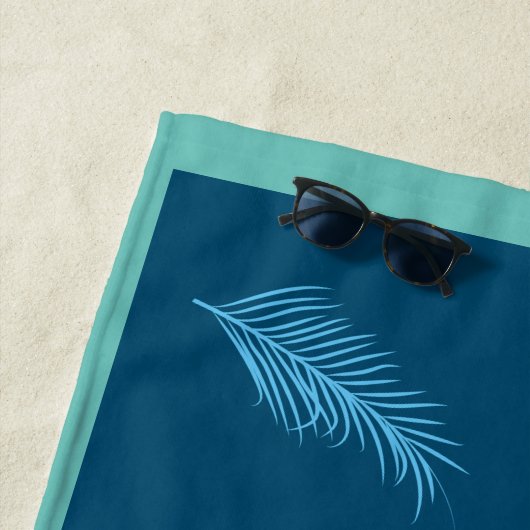 Blauw Veerpatroon Monogram Gepersonaliseerd Zomer Strandlaken (In situ)