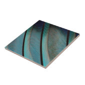 Blauw veerpatroon tegeltje (Zijkant)