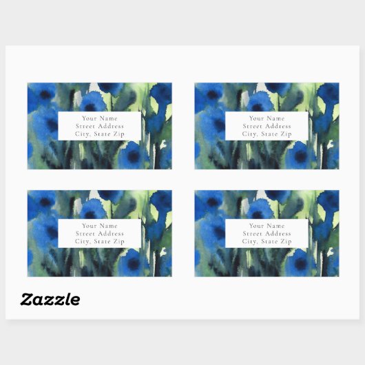 Blauw veld van bloemen labels (Vel)
