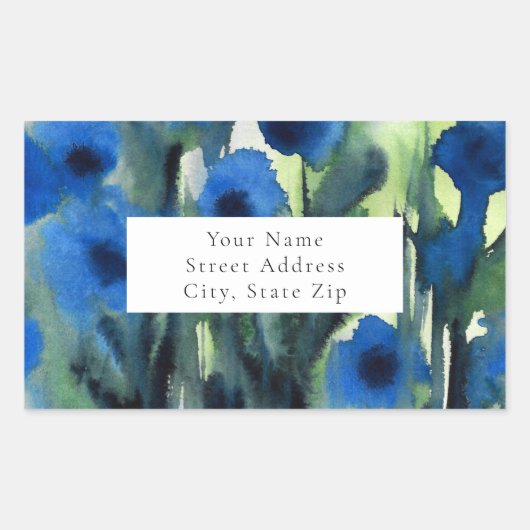 Blauw veld van bloemen labels (Voorkant)