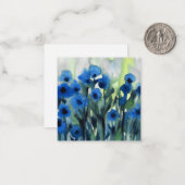 Blauw veld van bloemen notitiekaartje (Voorkant / Achterkant in situ)