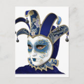 Blauw Venetiaans carnivale masker in profiel Briefkaart (Voorkant)