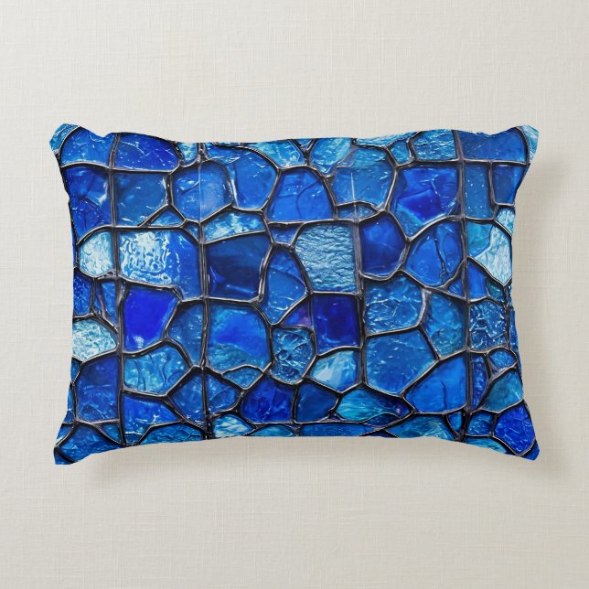 Blauw Venetiaans glaspatroon Accent Kussen (Voorkant)