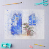 Blauw venster en Waterverf van deur Tissuepapier (Craft)