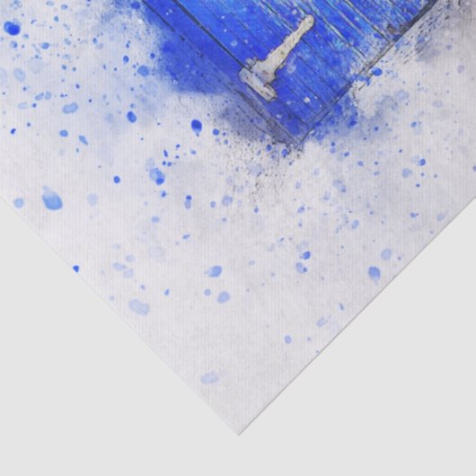 Blauw venster en Waterverf van deur Tissuepapier (Detail)