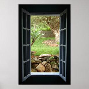 Blauw venster openen poster