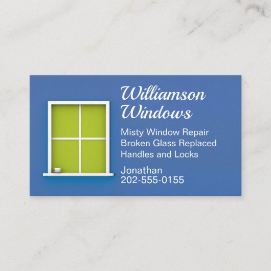 Blauw venster Replacement Repair Washing Visitekaartje (Voorkant)