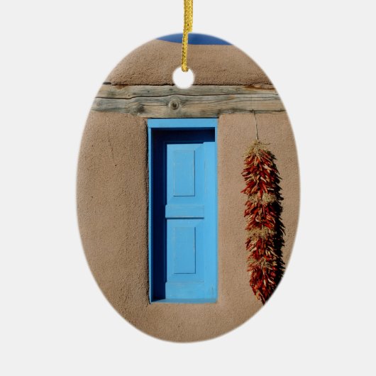 Blauw venster van Taos Keramisch Ornament (Voorkant)