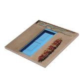 Blauw venster van Taos Tegeltje (Zijkant)