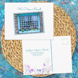 Blauw venster We hebben kleurrijke aanloopdoos gem Briefkaart