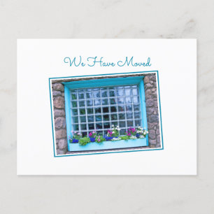 Blauw venster We hebben kleurrijke aanloopdoos gem Briefkaart