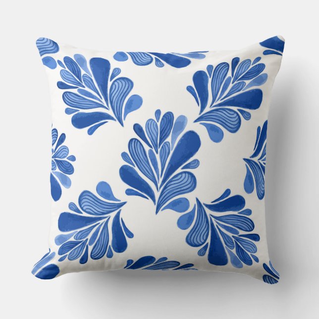 Blauw ventilator/Chevron Reversible Pillow Kussen (Voorkant)