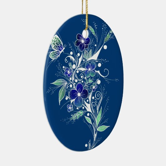 Blauw ventilator Tattoo Keramisch Ornament (Rechts)