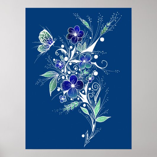 Blauw ventilator Tattoo Poster (Voorkant)