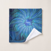 Blauw ventilatorpatroon, Abstracte fractale kunst Bad Handdoek (Wasdoekje)