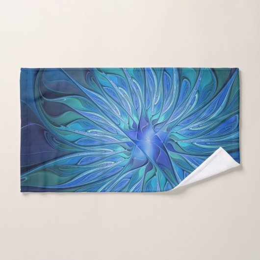 Blauw ventilatorpatroon, Abstracte fractale kunst Bad Handdoek (Handdoek)