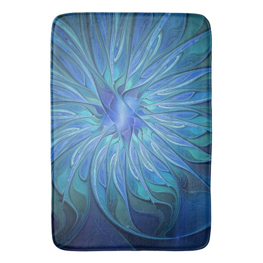 Blauw ventilatorpatroon, Abstracte fractale kunst Badmat (Voorkant Verticaal)