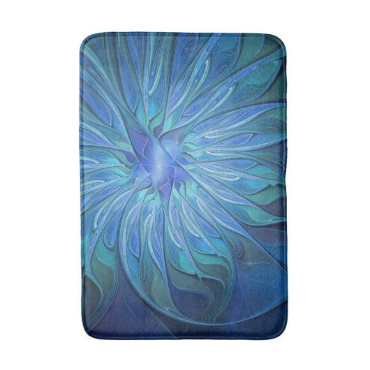 Blauw ventilatorpatroon, Abstracte fractale kunst Badmat (Voorkant Verticaal)