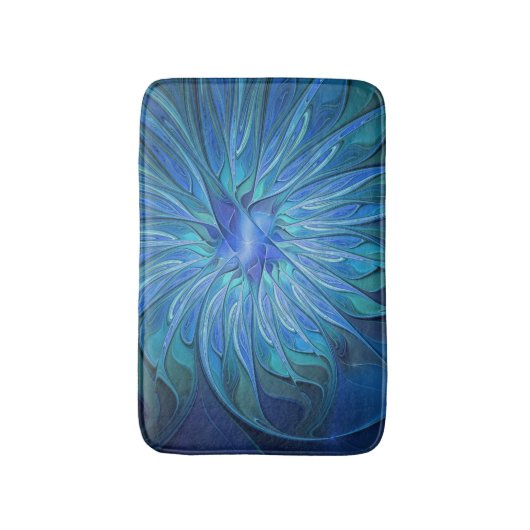 Blauw ventilatorpatroon, Abstracte fractale kunst Badmat (Voorkant Verticaal)