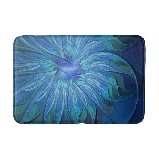 Blauw ventilatorpatroon, Abstracte fractale kunst Badmat (Voorkant)
