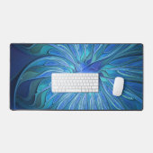 Blauw ventilatorpatroon, Abstracte fractale kunst Bureaumat (Keyboard & Muis)