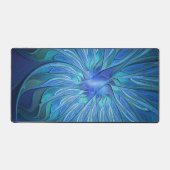 Blauw ventilatorpatroon, Abstracte fractale kunst Bureaumat (Voorkant)