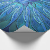 Blauw ventilatorpatroon, Abstracte fractale kunst Cadeaupapier (Hoek)